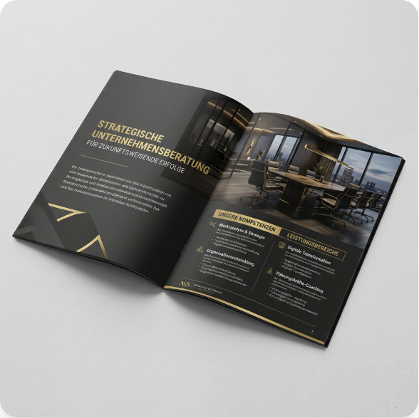 Gedruckte Unternehmensbroschüre der b2b C&C GmbH